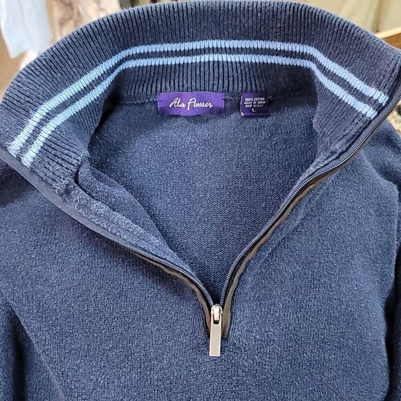 Men's Alan Flusser Soft Blue Sweater - Picture 6 of 10